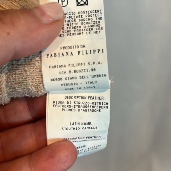 Fabiana Filippi cashmere cotton blend pink ostrich feather hem sweater sz Large - Picture 9 of 13